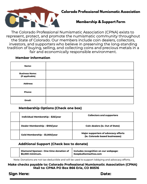 CPNA membership and support form preview